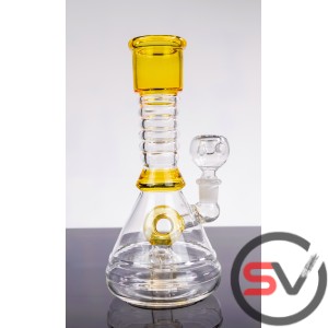 DONUT CHAMBER GLASS WATER PIPE 9inch